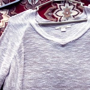 Long Beige V-Neck Sweater